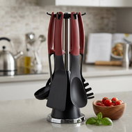 Perfect Home Serving set plastic, with silicone handle 6 pieces + stand - Kitchen Utensil Set