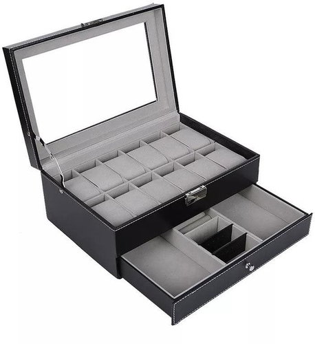 eCa PD138 Case for 10 watches + jewellery box 2in1 black - Jewelry Case - Main image