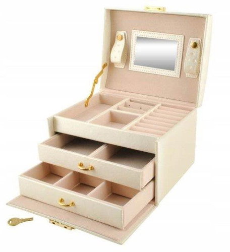 ISO 6347 Jewellery box with key mirror beige - Jewellery Box - Main image