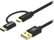 AlzaPower Core 2in1 USB-A to Micro USB/USB-C 1m čierny - Dátový kábel