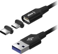 AlzaPower MagCore 2in1 USB-A to Micro USB/USB-C 100W 0.5m, fekete - Adatkábel