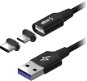 AlzaPower MagCore 2in1 USB-A to Micro USB/USB-C 100W 1m, fekete - Adatkábel