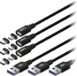 AlzaPower MagCore 2 in 1  USB-C + Micro USB, 5 A, Multipack 3 ks, 1 m čierny - Dátový kábel