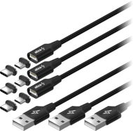 AlzaPower MagCore 2in1 USB-C + Micro USB, 3A, Multipack 3 pcs, 0.5m Black - Data Cable