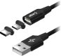 AlzaPower MagCore 2in1 USB-A to Micro USB/USB-C 60W 1.5m, fekete - Adatkábel