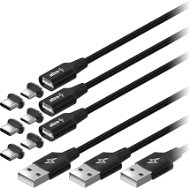 AlzaPower MagCore 2in1 USB-A to Micro USB/USB-C 60W 2m fekete, Multipack 3ks - Adatkábel