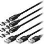 Dátový kábel AlzaPower MagCore 2in1 USB-A to Micro USB/USB-C 60W 2m čierny, Multipack 3ks - Datový kabel