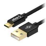 AlzaPower AluCore USB-A to Micro USB 0.5m, fekete - Adatkábel