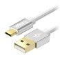 AlzaPower AluCore USB-A to Micro USB 1m, ezüst - Adatkábel