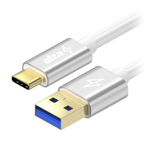 AlzaPower AluCore USB-A to USB-C 3.2 Gen 1 5Gbps 1m  stříbrný - Datový kabel - Hlavní obrázek