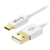 Data Cable AlzaPower Core USB-A to Micro USB 1m White - Datový kabel