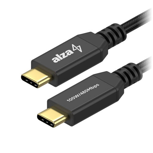 AlzaPower AluCore USB-C to USB-C 2.0 100W 1m černý - Datový kabel - Hlavní obrázek