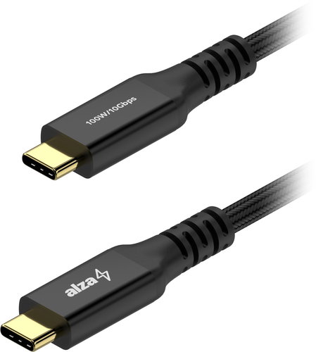 AlzaPower AluCore USB-C to USB-C 3.2 Gen 2 100W, 1.5m černý - Datový kabel - Hlavní obrázek