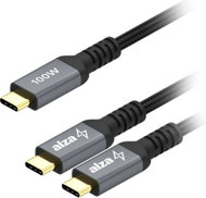 AlzaPower AluCore USB-C to Dual USB-C 2.0 100W 1.5m Space Grey - Data Cable