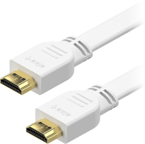 AlzaPower Flat HDMI 1.4 High Speed 4K 2m White - Video Cable - Main image