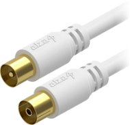 AlzaPower Core Coaxial IEC (M) - IEC (F) aranyozott csatlakozó 1.5 m fehér - Koax kábel
