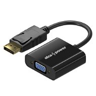 AlzaPower DisplayPort (M) to VGA (F) 0,18m, fényes fekete - Átalakító