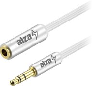 Audio kábel AlzaPower AluCore Audio 3,5 mm Jack (M) to 3,5 mm Jack (F) 1 m strieborný - Audio kabel