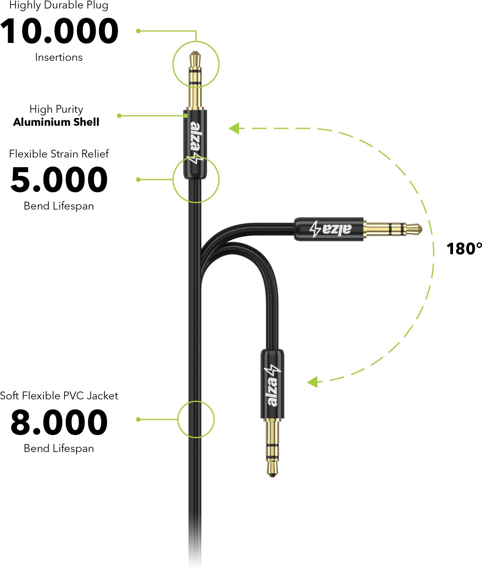 AlzaPower AluCore Audio 3.5mm Jack (M) to 3.5mm Jack (F) 2m black