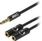 AlzaPower 3.5mm Jack (M) to 2x 3.5mm Jack (F) 0.15m fekete - Átalakító