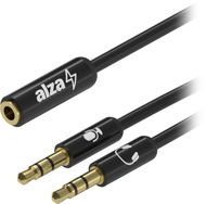 Adapter AlzaPower 2x 3.5mm Jack (M) to 3.5mm Jack 4P-TRRS (F) 0.15m - schwarz - Redukce