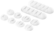 AlzaPower Cable Clips Mix, 10pcs, White - Cable Organiser