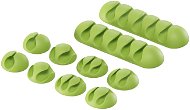 AlzaPower Cable Clips Mix, 10pcs, Green - Cable Organiser