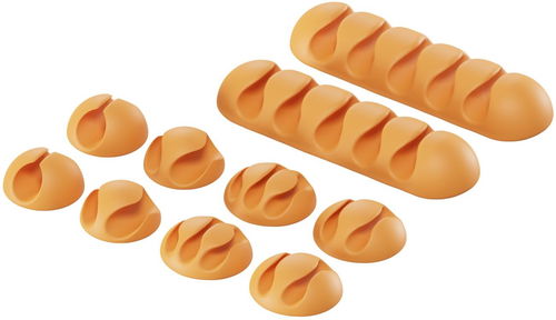 AlzaPower Cable Clips Mix 10 pcs oranžový - Organizér kabelů - Hlavní obrázek
