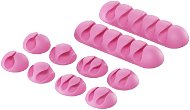 AlzaPower Cable Clips Mix, 10pcs, Pink - Cable Organiser