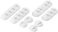 Cable Organiser AlzaPower Cable Clips Mix, 8pcs, White - Organizér kabelů