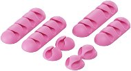 AlzaPower Cable Clips Mix, 8pcs, Pink - Cable Organiser