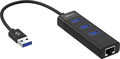 AlzaPower Core USB-A (M) na 3× USB-A (F) s LAN černá