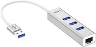 AlzaPower AluCore USB-A (M) - 3× USB-A (F) LAN-nal ezüst - USB Hub