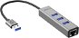 AlzaPower AluCore USB-A (M) to 3× USB-A (F) + LAN - asztroszürke - USB Hub