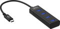 AlzaPower Core USB-C (M) na 4× USB-A (F) černá