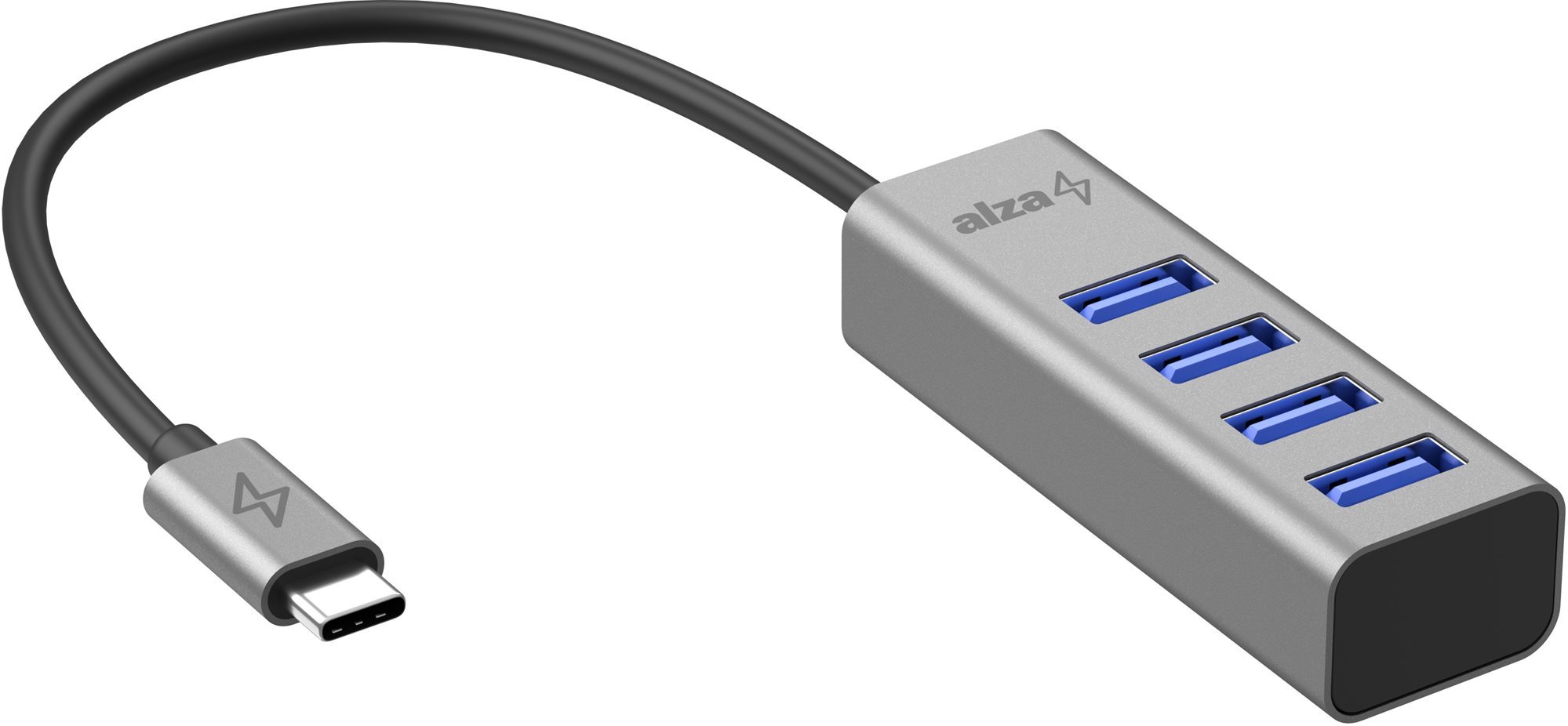 AlzaPower AluCore USB C M na 4 USB A F vesmírně šedá za 399 Kč