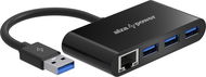 AlzaPower USB hub USB-A (M) na 3× USB-A 3.0 (F) s RJ45 černý - USB Hub