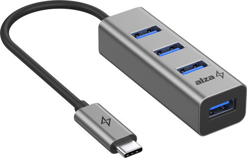 AlzaPower Metal USB-Hub USB-C (M) auf 4× USB-A 3.0 (F) space grey - USB Hub - Hauptbild