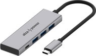 AlzaPower FlatCore Metal USB-C (M) to 3× USB-A and 1x USB-C 3.2 Gen 1 (F) 100W space grey - USB Hub