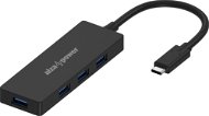 AlzaPower FlatCore USB-C (M) - 4× USB-A 3.0 (F) fekete - USB Hub