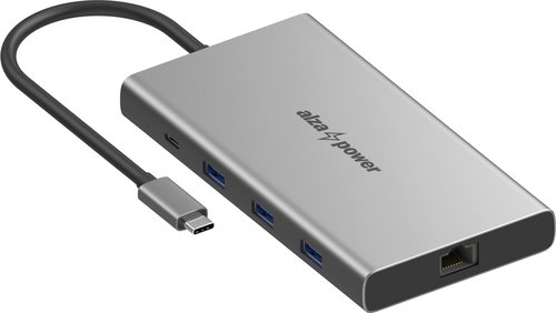 AlzaPower Metal USB-C Dock Station 10in1 Dual Screen for Apple MacBook Space-Grey - Dockingstation - Hauptbild