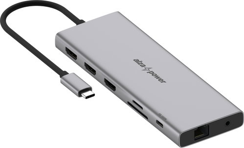 AlzaPower Metal USB-C Dock Station 12in1 Triple Screen Space Grey Main image AlzaPower Metal USB-C Dock Station 12in1 Triple Screen Space Grey - Docking Station - Main image