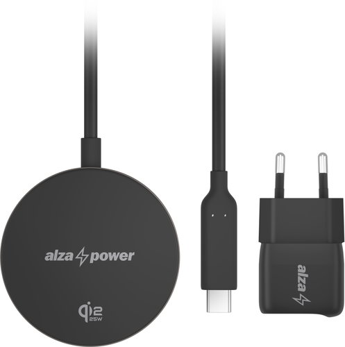 AlzaPower Wireless SET WQT120B (Wireless Qi2.2 Charger 25W+Wall Charger 33W) grey - Wireless Charger - Main image