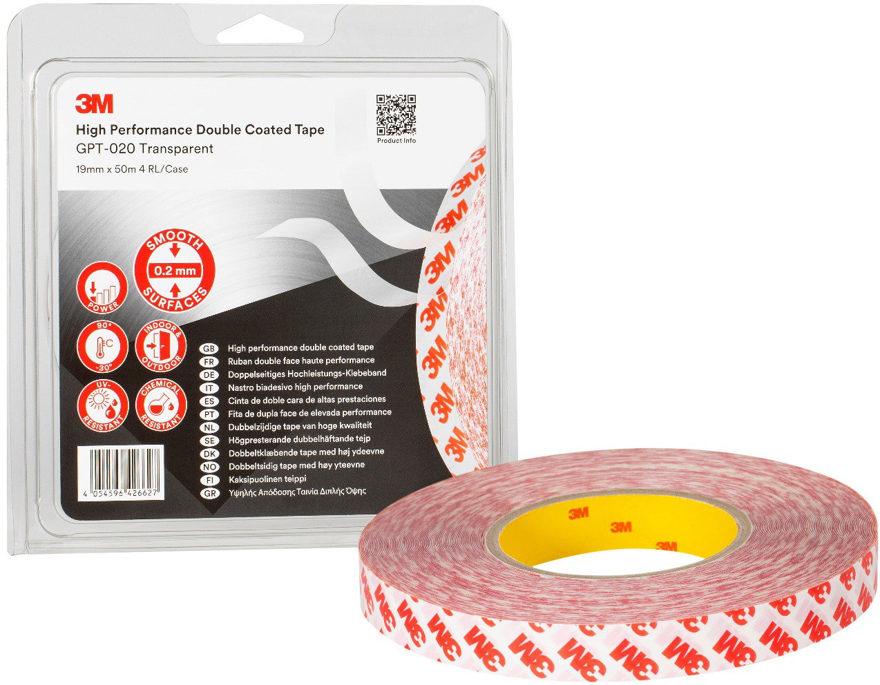 3M™ Kétoldalas ragasztószalag 9088-200, 19mm x 50m