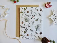 BE NICE EKO greeting card - in pine needles, white - Greeting Card