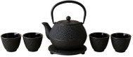 AROMELIO SONO Cast Iron Teapot with filter, cups and saucer, 1.2L, black - Tea Kettle