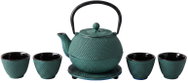 AROMELIO SONO cast iron teapot with filter, cups and saucer, 1.2L, green - Tea Kettle