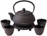 AROMELIO HANU cast iron teapot with filter, cups and saucer, 1L, black - Tea Kettle