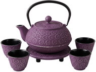 AROMELIO HANU cast iron teapot with filter, cups and saucer, 1L, purple - Tea Kettle