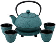 AROMELIO HANU cast iron teapot with filter, cups and saucer, 1L, green - Tea Kettle
